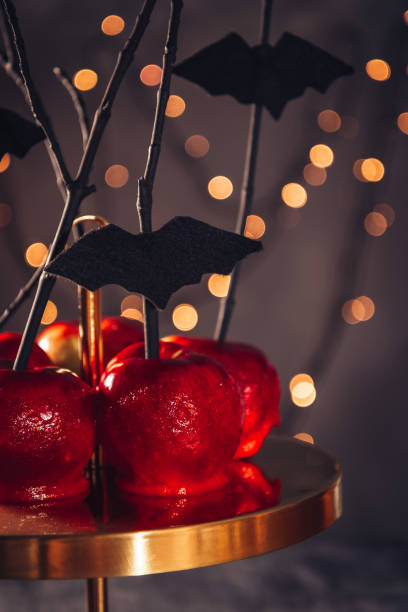istock Red apples in caramel - Halloween sweets homemade 1278798061