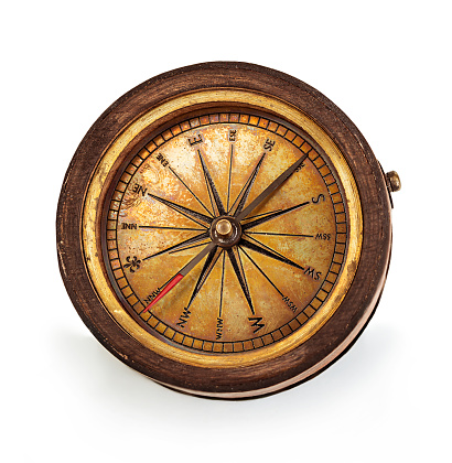 The ancient mariner's compass isolated on white background.