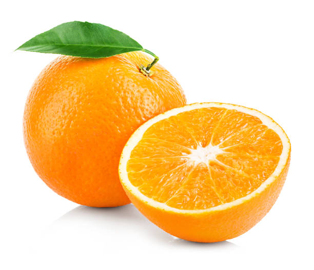 istock Fresh orange with leaves isolated on white. Orange fruit isolate. 1278798257