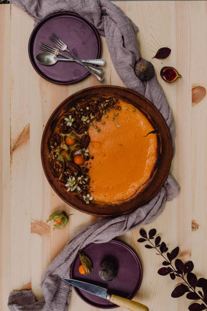 istock Pumpkin pie halloween thanks giving table 1278800001