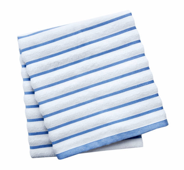 istock Folded bath towel  with stripes isolated on white. 1278800205
