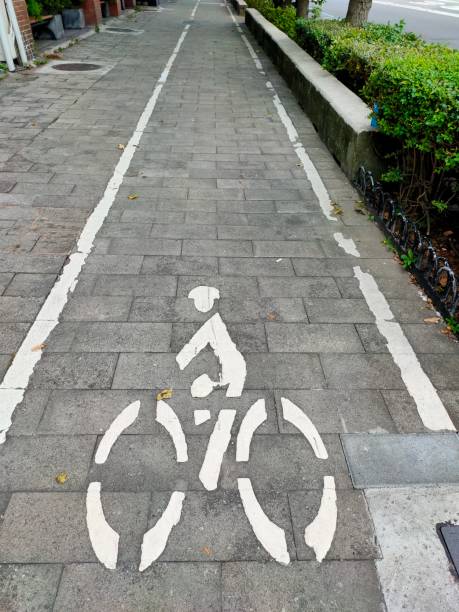 istock Zebra crossing and bicycle signs on the road. 1278800211