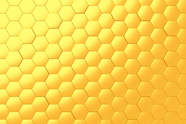 istock 3D illustration of golden hexagonal pattern 1278800383