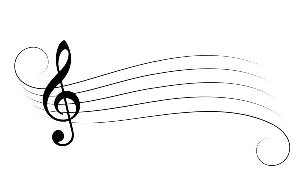 musikpersonal und dreifachschlüssel vektor cartoon - musik stock-grafiken, -clipart, -cartoons und -symbole