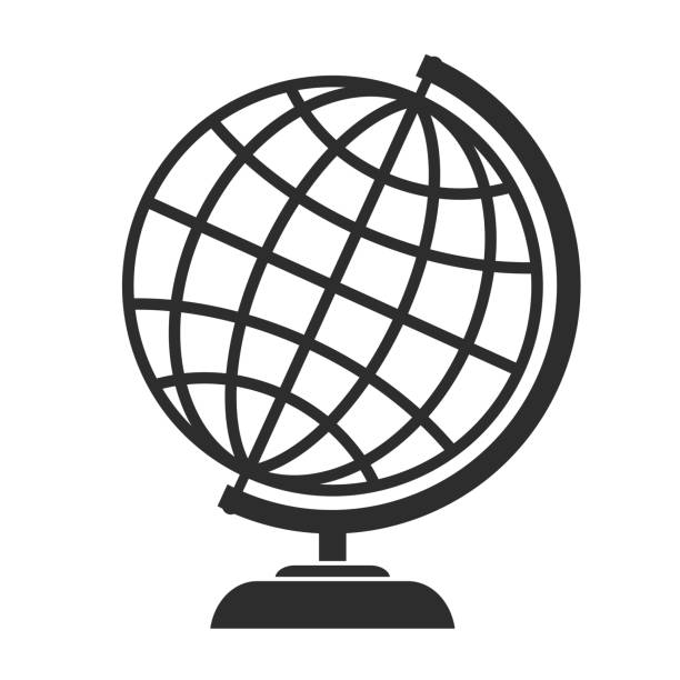 ilustraciones, imágenes clip art, dibujos animados e iconos de stock de icono vectorial de globo - posing earth planet map