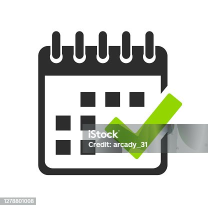 istock Calendar and check mark vector icon 1278801008