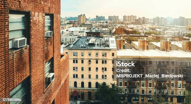 Harlem Neighborhood Cityscape At Sunset New York City Usa Stock Photo - Download Image Now