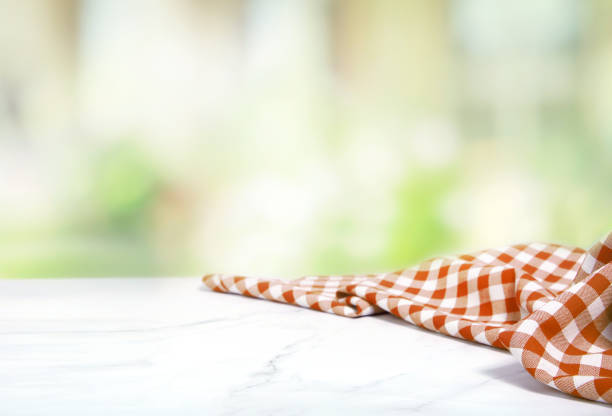 istock Checkered picnic cloth on table empty space food advertisement design. 1278803448