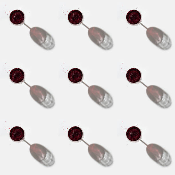 istock Seamless regular creative pattern with glass of red wine, top view 1278803719