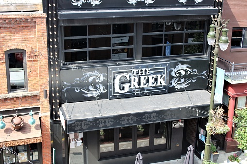 Birds eye view of The Greek restaurant and nightclub in Greektown. Detroit Michigan.