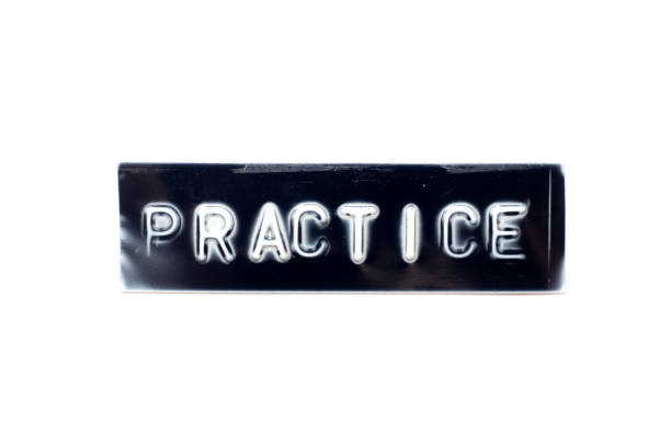 istock Embossed letter in word practice in black banner on white background 1278805079