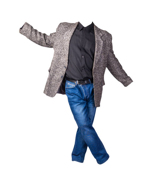 istock jacket with shirt and jeans Isolated on a white background. 1278805412