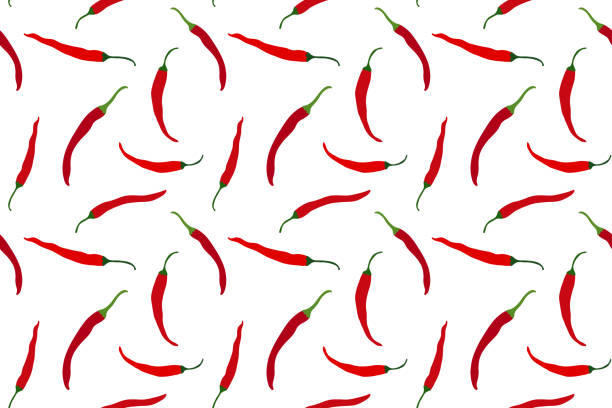 Red chili pepper vector seamless pattern background Red chili pepper vector seamless pattern background red bell pepper stock illustrations