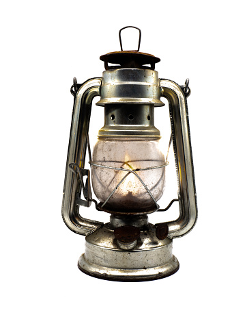 old Miner's lamp isolated on white background