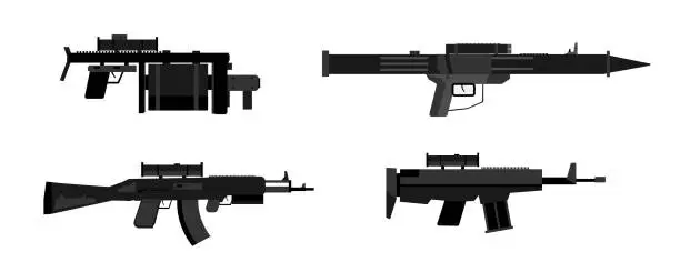 Vector illustration of Set military weapon.