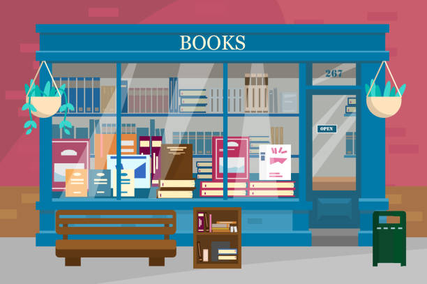 illustrazioni stock, clip art, cartoni animati e icone di tendenza di illustrazione vettoriale della libreria europea - bookstore