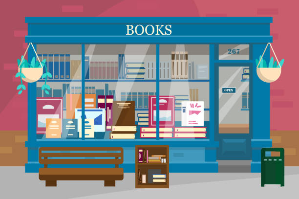 векторная иллюстрация европейского книжного магазина - bookstore stock illustrations