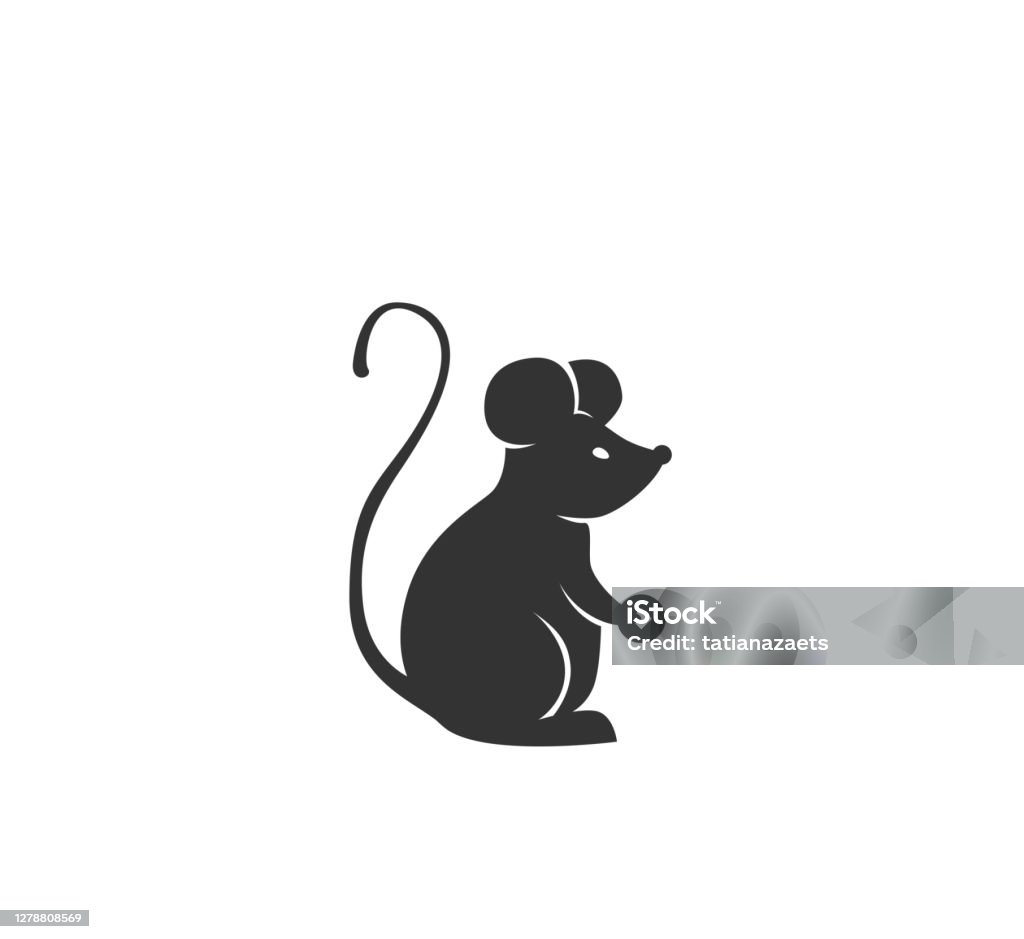 Rat Silhouette Vector Illustration Black And White Cute Mouse Logo In  Simple Cartoon Flat Style Isolated On White Background Stock Illustration -  Download Image Now - iStock