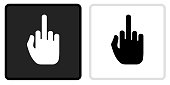Middle Finger Icon on  Black Button with White Rollover