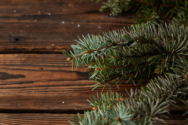 istock New Year's wood background with spruce branches. Christmas concept 1278811566