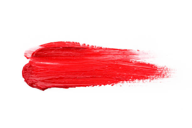 istock Lipstick smear smudge swatch isolated on white background. Cream makeup texture. Bright red color cosmetic product brush stroke swipe sample 1278812842