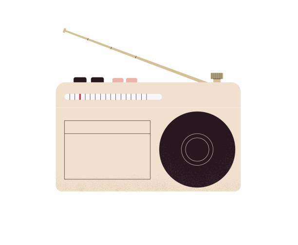 модная векторная иллюстрация старого винтажного ретро-радио в пастельных тонах, изолированных на белом. красивая печать, элемент декора ил - pink and white radio stock illustrations