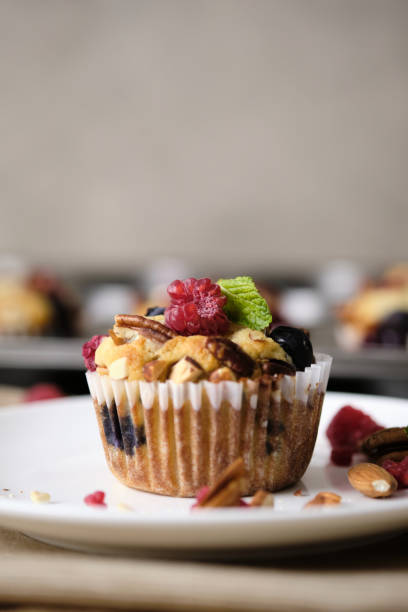 mixed berry low carb Keto Diet muffin with almond and nut.