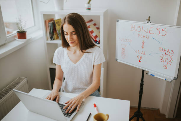 istock Young freelancer is working on lap top from home 1278826036