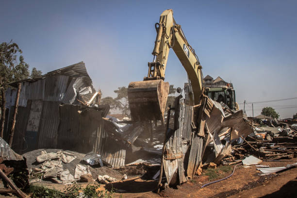 Demolition of Homes in Kibera Slums stock photo
