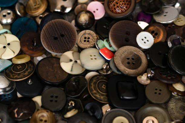 istock Close-up view of many buttons, sewing items 1278829173