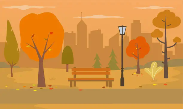 Vector illustration of Autumn and city parks