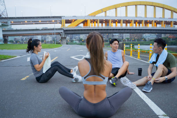 istock A group of friends are talking and laughing after training. 1278832953