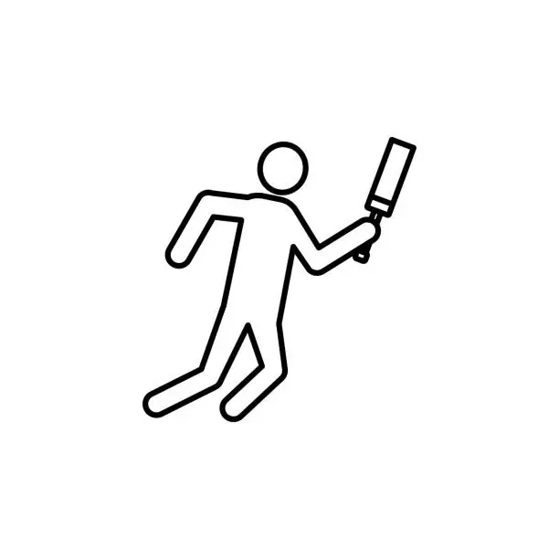 Vector illustration of running, cricket, player line icon. Signs and symbols can be used for web, logo, mobile app, UI, UX