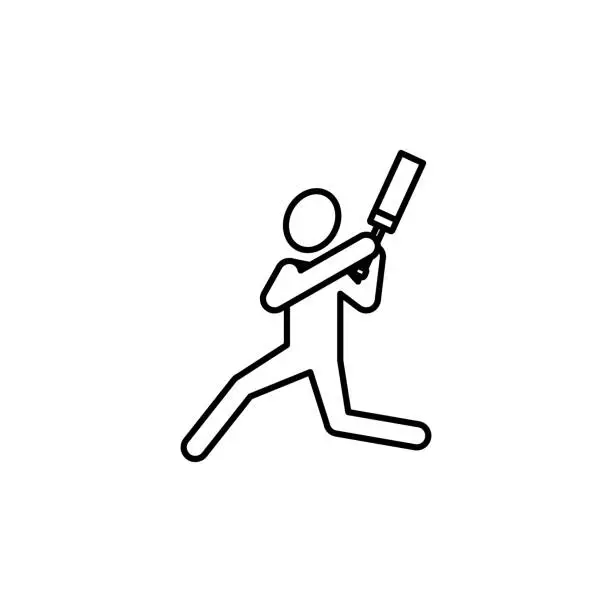 Vector illustration of cricket, player line icon. Signs and symbols can be used for web, logo, mobile app, UI, UX