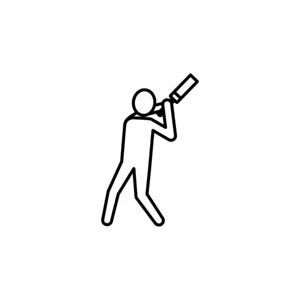 Vector illustration of cricket, player line icon. Signs and symbols can be used for web, logo, mobile app, UI, UX