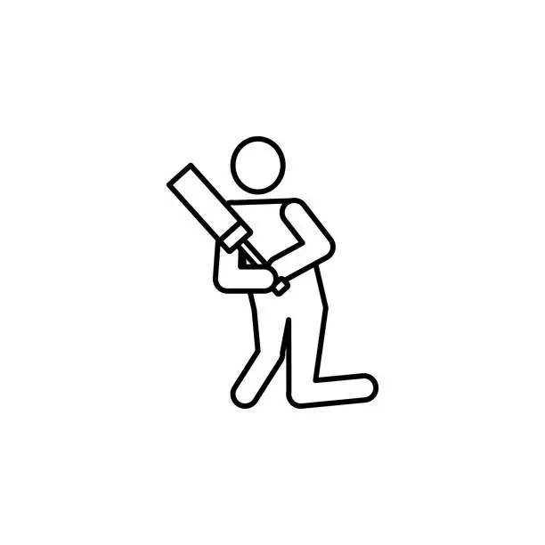 Vector illustration of cricket, player line icon. Signs and symbols can be used for web, logo, mobile app, UI, UX