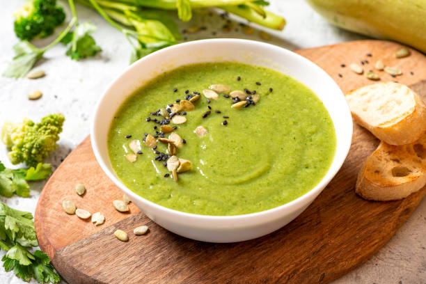 istock Green vegetable cream soup 1278838271