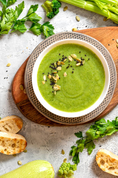 istock Green vegetable creamy soup 1278838335