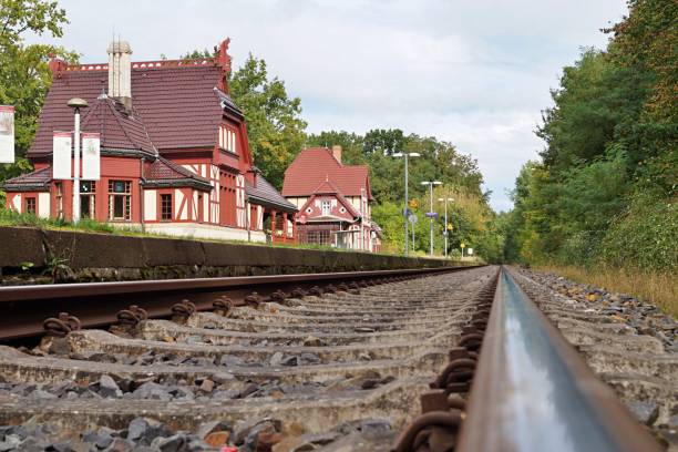 Historical train station with half-timbered houses