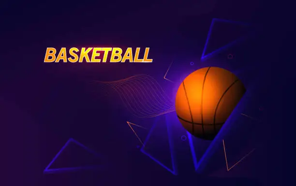 Vector illustration of Futuristic banner dedicated to basketball theme