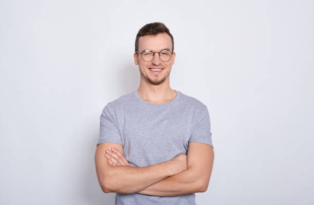 istock Charming young Caucasian man with glasses. 1278844474