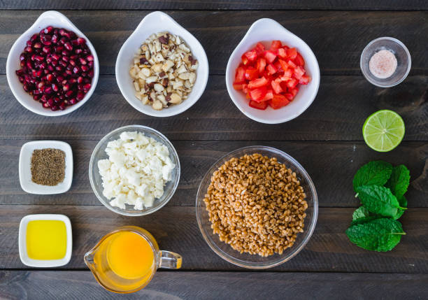 istock Food knolling (mise en place) barley salad. 1278845549