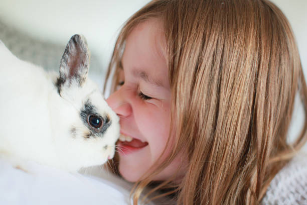 istock Little girl laughing with her pet 1278845849