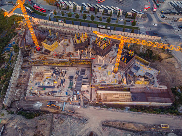 istock Drone Aerial View on the Large Construction Site in Progress 1278851092