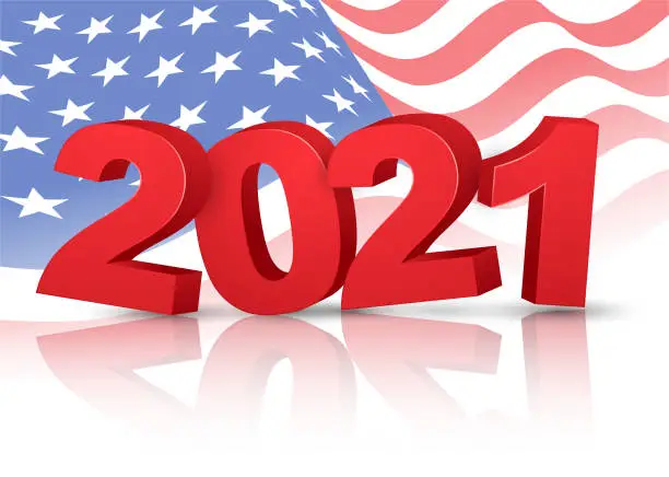 Vector illustration of Year 2021 - American flag