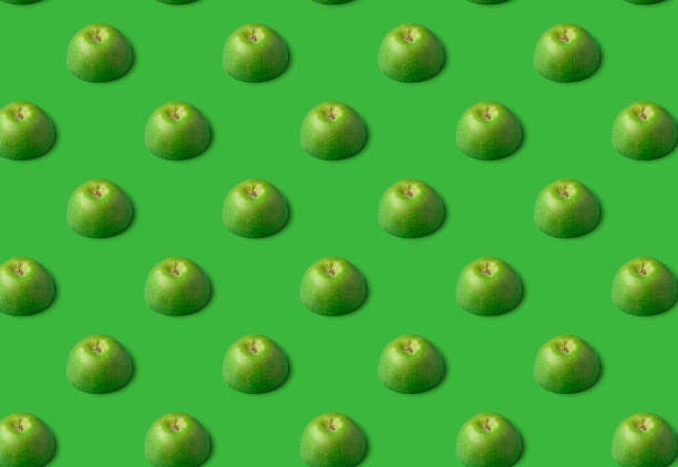 istock Fruit seamless pattern made of ripe green apples 1278858633