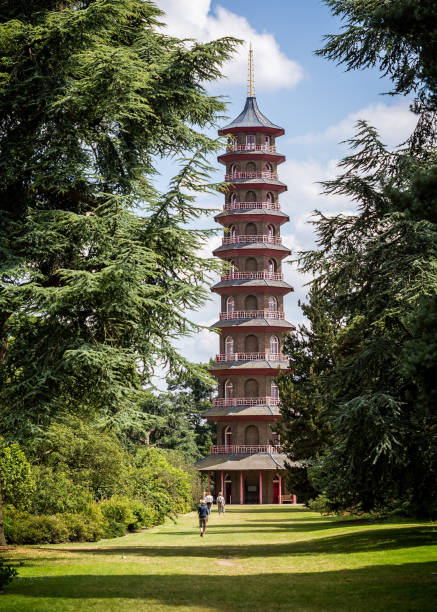 View of the Great Pagoda in Kew Gardens, Kew, London, UK View of the Great Pagoda in Kew Gardens, Kew, London, UK on 15 July 2014 kew gardens stock pictures, royalty-free photos & images