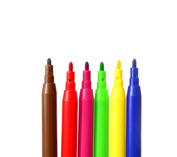 istock flamasters of different colors on a white background with a place for text close-up. 1278861004