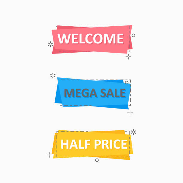販売ベクトルプロモーションと広告のためのラベルの抽象的な幾何学的なセット - banner ribbon frame label点のイラスト素材／クリップアート素材／マンガ素材／アイコン素材