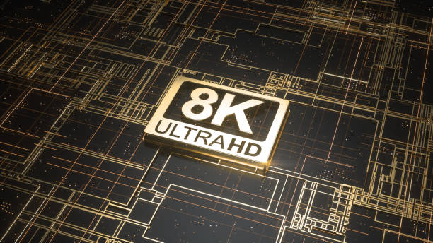 istock 4K ultra hd symbol on abstract electronic circuit board. Television technology concept of ultra high definition sign on digital background with many lines and geometric elements. 3d rendering 1278861732
